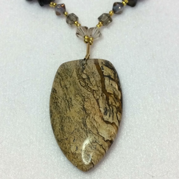 FINAL SALE PRICE Lia Rosa Designs Handmade Necklace in Brown & Gold - Picture 2 of 7